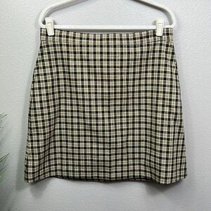 NWOT 1901 Plaid Skirt 12 Fall Boot Skirt Black Gold Preppy Cotton Lined